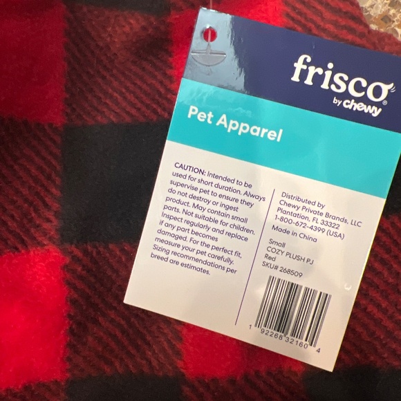Frisco Dog & Cat Cozy Polar Fleece PJs, Red Plaid, S - Picture 8 of 8
